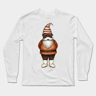 Vintage Gnome Black Pug Long Sleeve T-Shirt